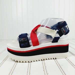 Tommy Hilfiger Red, White, and Blue Platform Sandals